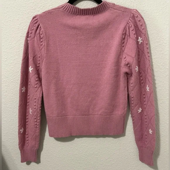 English Factory Floral Handmade Embroidery Sweater in Dusty Pink Size XS - Picture 10 of 11